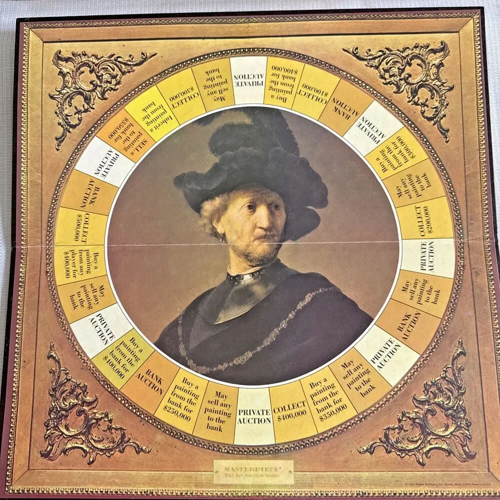 RARE Vintage 1970 Masterpiece - The Art Auction Game Parker Brothers Board Game